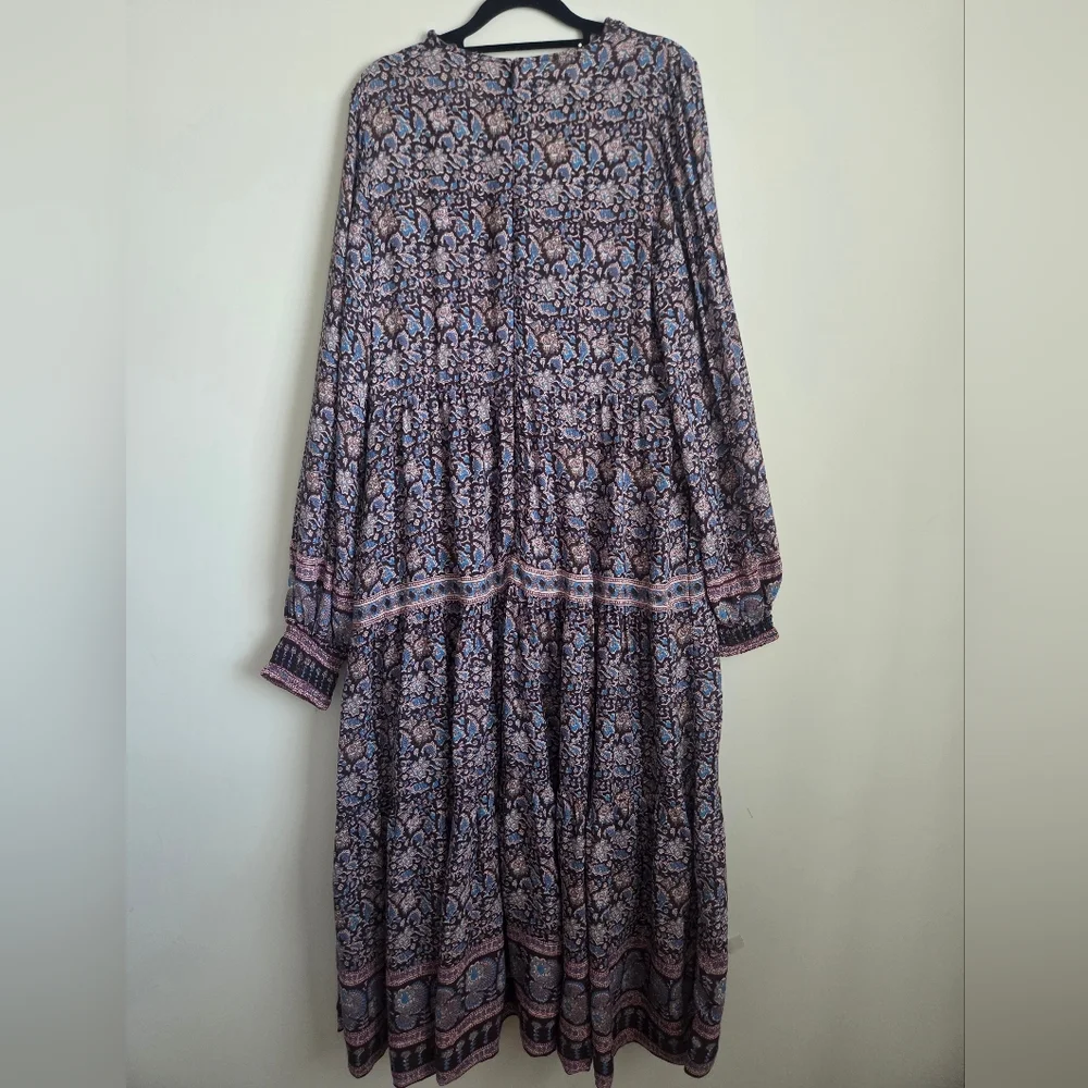 Sea New York Amaki Lilac Whimsical Cottagecore Bohemian Floral Maxi Dress L Bx22 - Picture 11 of 16